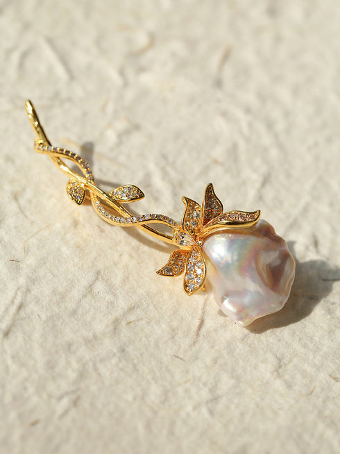 Rose Baroque Pearl Brooch - House Of Pearls